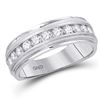 Image 1 : Mens Machine Set Round Diamond Wedding Channel Band Ring 1/4 Cttw 10kt White Gold - REF-32X5A