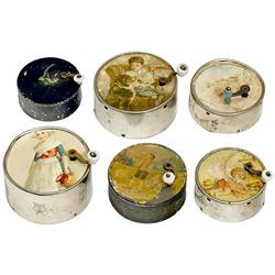 6 Manual Toy Musical Boxes, c. 1900