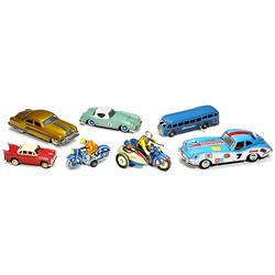 7 Tin Toy Cars and Motorcycles