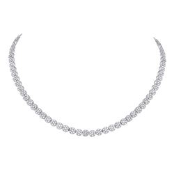 11 & 5/8 CTW Womens Round Diamond Cluster Necklace 14kt White Gold - REF-797W7H