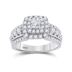 1 & 1/3 CTW Princess Diamond Princess EGL Bridal Wedding Engagement Ring 14kt White Gold - REF-162V3