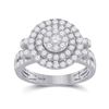 Image 1 : 1 & 1/3 CTW Womens Round Diamond Circle Cluster Ring 14kt White Gold - REF-133T5V