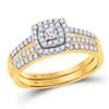 Image 1 : 1/2 CTW Round Diamond Split-shank Bridal Wedding Ring 10kt Yellow Gold - REF-45W5H