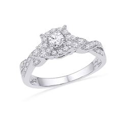 1/2 CTW Round Diamond Solitaire Twist Bridal Wedding Engagement Ring 10kt White Gold - REF-47T3V