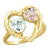 Image 1 : 1.91 CTW Diamond, Aquamarine & Morganite Ring 14K Yellow Gold - REF-40F7N