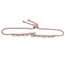 1/2 CTW Womens Round Brown Diamond Alternating Bypass Bolo Bracelet 14kt Rose Gold - REF-54W5H