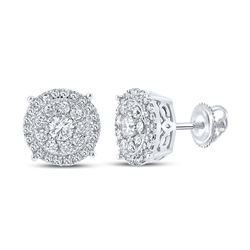 5/8 CTW Mens Round Diamond Cluster Earrings 10kt White Gold - REF-44T4V