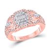 Image 1 : 3/4 CTW Womens Baguette Diamond 3-Stone Cluster Ring 14kt Rose Gold - REF-83R7X
