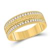 Image 1 : 1/2 CTW Mens Round Diamond Wedding Band Ring 14kt Yellow Gold - REF-92M3F