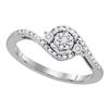 Image 1 : 1/8 CTW Womens Round Diamond Cluster Ring 10kt White Gold - REF-19W6H