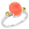 0.24 CTW Yellow Sapphire & Natural Coral Ring 14K White Gold - REF-31M6A