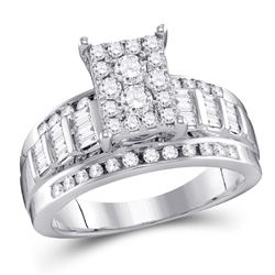 1/2 CTW Round Diamond Cluster Bridal Wedding Engagement Ring 10kt White Gold - REF-47W3H