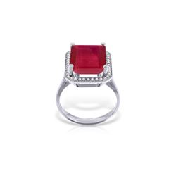 Genuine 7.45 ctw Ruby & Diamond Ring 14KT White Gold - REF-119T7A