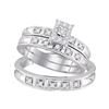 Image 1 : 1/3 CTW His Hers Round Diamond Solitaire Matching Wedding Set 10kt White Gold - REF-39M5F