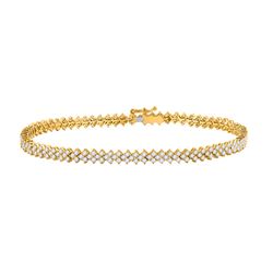 2 & 1/2 CTW Womens Round Diamond Tennis Bracelet 14kt Yellow Gold - REF-224F9W