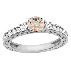 1.05 CTW Morganite & Diamond Ring 14K White Gold - REF-82M3K