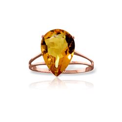 Genuine 5 ctw Citrine Ring 14KT Rose Gold - REF-34R3P