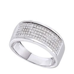 1/3 CTW Womens Round Diamond Pave Band Ring 10kt White Gold - REF-34R3X