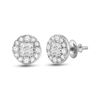 Image 1 : 1/2 CTW Womens Princess Diamond Cluster Earrings 14kt White Gold - REF-45T2V
