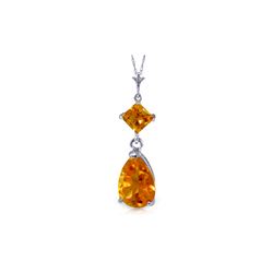 Genuine 2 ctw Citrine Necklace 14KT White Gold - REF-24Y3F