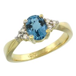 1.06 CTW London Blue Topaz & Diamond Ring 14K Yellow Gold - REF-37Y2V