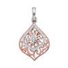 Image 1 : 1/8 CTW Womens Round Diamond Openwork Wide Oval Pendant 10kt Two-tone Gold - REF-15N2A