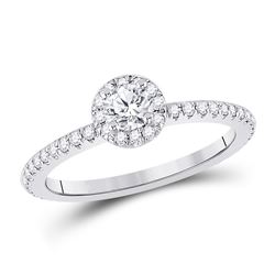 5/8 CTW Round Diamond Halo Bridal Wedding Engagement Ring 14kt White Gold - REF-92Y3N