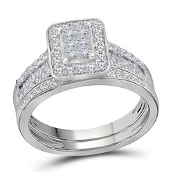 1 CTW Princess Diamond Bridal Wedding Ring 14kt White Gold - REF-98M9F