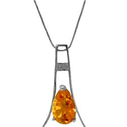 Genuine 1.50 ctw Citrine Necklace 14KT White Gold - REF-35X4M