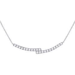 1 CTW Womens Round Diamond Curved Bypass Bar Necklace 14kt White Gold - REF-81A7M