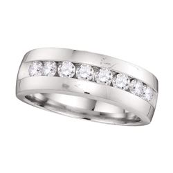 1 CTW Mens Round Diamond Wedding Band Ring 14kt White Gold - REF-187R5X