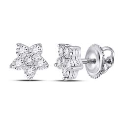 1/8 CTW Womens Round Diamond Stud Earrings 10kt White Gold - REF-17T6V