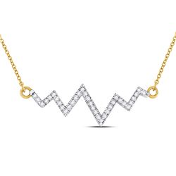 1/4 CTW Womens Round Diamond Heartbeat Pendant 10kt Yellow Gold - REF-25F9W