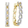 Image 1 : 1/2 CTW Womens Round Diamond Hoop Earrings 10kt Yellow Gold - REF-54R5X