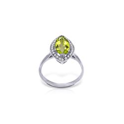 Genuine 2.15 ctw Peridot & Diamond Ring 14KT White Gold - REF-71F3Z