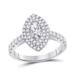 1 CTW Marquise Diamond Solitaire Bridal Wedding Engagement Ring 14kt White Gold - REF-143F2W