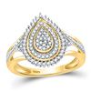 Image 1 : 1/4 CTW Womens Round Diamond Concentric Teardrop Cluster Ring 10kt Yellow Gold - REF-37F4W
