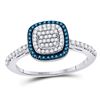 Image 1 : 3/8 CTW Womens Blue Color Enhanced Diamond Square-shape Cluster Ring 10k White Gold - REF-29X4T