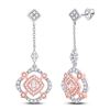 Image 1 : 1/2 CTW Womens Round Diamond Offset Square Dangle Earrings 10kt Two-tone Gold - REF-47V6Y