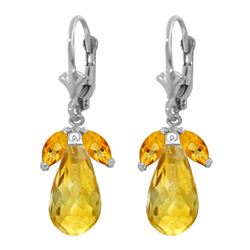 Genuine 14.4 ctw Citrine Earrings 14KT White Gold - REF-46W7Y