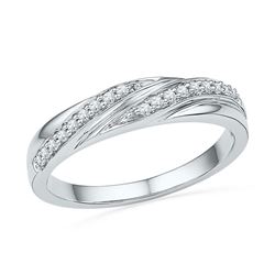 1/10 CTW Womens Round Diamond Simple Band Ring 10kt White Gold - REF-17A3M