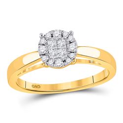 1/4 CTW Princess Round Diamond Bridal Wedding Engagement Ring 14kt Yellow Gold - REF-45H2R