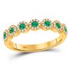 Image 1 : 1/2 CTW Womens Round Emerald Diamond Stackable Band Ring 10kt Yellow Gold - REF-31X9T