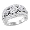 Image 1 : 1 CTW Womens Round Diamond Flower Cluster Ring 10kt White Gold - REF-87W8H