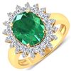 Image 1 : Natural 3.93 CTW Zambian Emerald & Diamond Ring 14K Yellow Gold - REF-169F5R