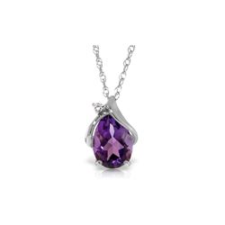 Genuine 1.53 ctw Amethyst & Diamond Necklace 14KT White Gold - REF-28A3K