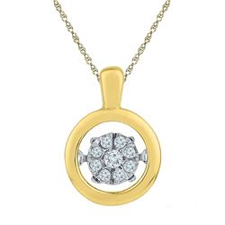 1/10 CTW Womens Moving Round Diamond Cluster Pendant 10kt Yellow Gold - REF-15A2M