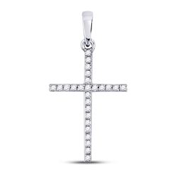 1/6 CTW Womens Round Diamond Religious Cross Pendant 10kt White Gold - REF-10M9F