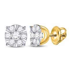 1/2 CTW Womens Round Diamond Fashion Cluster Earrings 14kt Yellow Gold - REF-46N3A