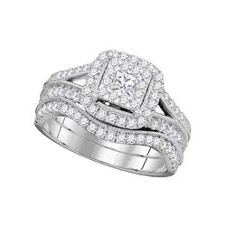 1 CTW Princess Diamond Bridal Wedding Ring 14kt White Gold - REF-112X4T